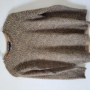 Nina Leonard Leopard Print Sweater in Tan and Black